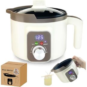 LFISGNN DIY Starter Candle Making Kit with Smart Wax Melter Temperature Control for Adults Beginners Making Candles, Electric ℉/℃ Temperature Digital Display Wax Warmer with Pouring Spout