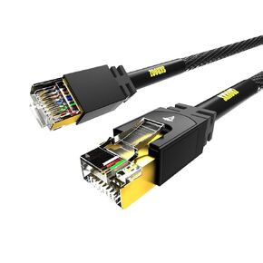 CAT8 Ethernet Cable, 8ft Heavy Duty High Speed 40Gbps, Gold-Plated RJ45 plugs, Kevlar Strong, UV and Water Resistant for Router, Modem, PC – Compatible with Xbox, PS4, PS5 Gaming – 4x Faster than CAT7