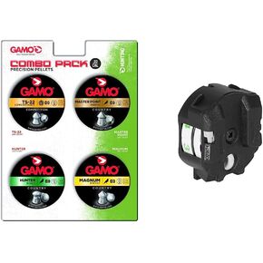 Gamo Combo Pack Assorted Air Rifle Pellets, .22 Caliber (TS-22, Hunter, Magnum, Master Point) & 10X GEN3I Inertia Fed Magazine .22 Cal. (for Use with Swarm 10X GEN3i Air Rifles) Black