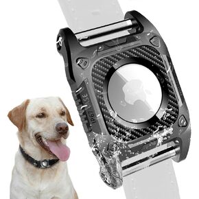 Waterproof AirTag Holder for Dog Collar, TPU Case with Removable Metal Loop, Compatible with Apple Air Tag Attachment, Black