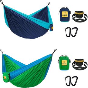 Wise Owl Outfitters Camping Hammocks Duo - Set of 2, Adults and Kids Hammock for Outdoor, Indoor, Single & Double Use w/Tree Straps - Camping Gear Essentials,