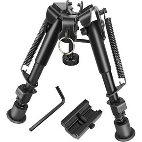 Adjustable Rifle Bipod for Sling Stud and Picatinny Rail, 6-9 Inches Foldable Gun Bipod for Rifles with Picatinny Rail Adapter, Lightweight Aluminum Construction