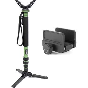 HUNTPAL Hunting Monopod Stand Shooting Stick Gun Rifle Rest with Tiltable and Swingable Tripod Base, Universal Gun Rifle Clamp Shooting Tripod Rest with Arca-Swiss Rail 1/4" 3/8" Screw Holes