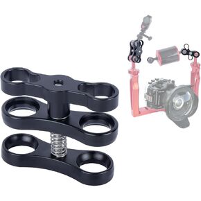 CNC Aluminum Butterfly Clamp for Underwater Photography, Diving Light Arm Mount with Hardcoat Anodized Wing Nut, Camera Accessories for GoPro, LED Lights, 63153