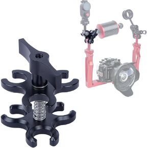 CNC Aluminum Butterfly Clamp for Underwater Photography, Diving Light Arm Mount with Hardcoat Anodized Wing Nut, Camera Accessories for GoPro, LED Lights 63152A