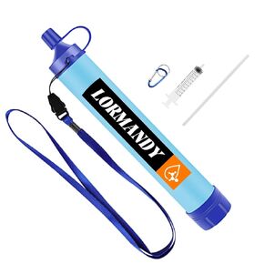 Personal Water Filter, Straw Water Purifier System Mini Outdoor Portable Water Filtration, Emergency Survival Gear for Hiking Camping Accessories Travel Fishing Emergency Preparedness (Blue)