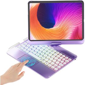 BABG TouchPad Keyboard Case for iPad 10th Generation&iPad 11th(A16,2025),iPad Air 11（M3,M2/iPad Pro 11 inch Keyboard&iPad Air 5th/Air 4th Keyboard, 360°Swivel,7 Use Modes,Rainbow Backlight- Black