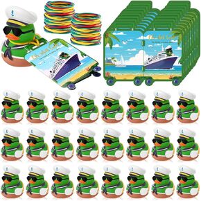 200 Pcs Duck Tag Cruise Kit Includes Mini Cruising Rubber Mallard Ducks Mini Sunglasses Sheets Cruise Tag Elastic Rubber Bands for Cruising Hiding Ducking