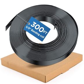 Metal Strapping Band Coil - 5/8'' x .024'' x 300' Metal Strapping Coil, Portable Strong Metal Cable Tie in Cardboard Box, Suitable for High Tensile Pallet Packing