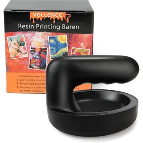 VOLLENCE Resin Printing Baren, Smooth Pressure Handle Tool with Comfortable Grip, Block Printing Baren for Gel Printing Plate 4 Inches - White