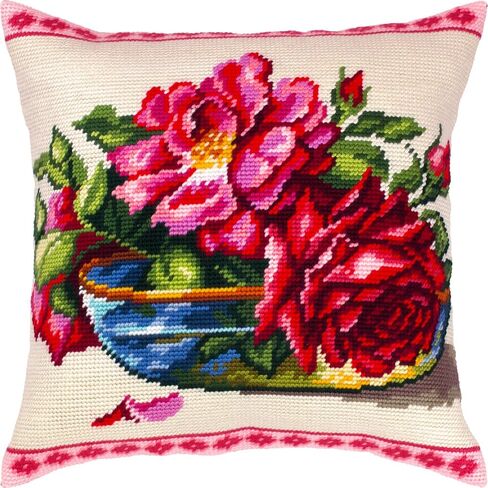 BRVSK Still Life Needlepoint Kit للبالغين والمبتدئين - مزاج الخريف 16 ″ × 16 ″ مع تصميم مطبوع واضح ودقيق على قماش القطن ؛ يتضمن 2 إبرًا ، غزلًا ، ورسمًا سهلاً للقراءة in Saudi Arabia