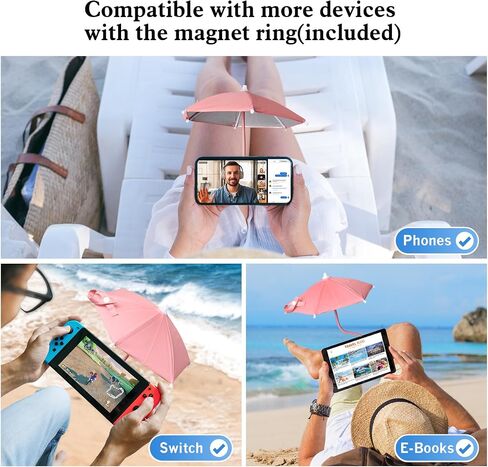 TDTOK Magnetic Phone Umbrella For Sun with Universal Adjustable Phone Ring, Outdoor Anti-Reflective Magnetic Cell Phone Umbrella Sun Shade for iPhone 16 15 14 13 12 Pro Max in Saudi Arabia