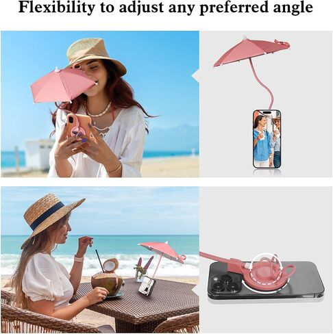 TDTOK Magnetic Phone Umbrella For Sun with Universal Adjustable Phone Ring, Outdoor Anti-Reflective Magnetic Cell Phone Umbrella Sun Shade for iPhone 16 15 14 13 12 Pro Max in Saudi Arabia