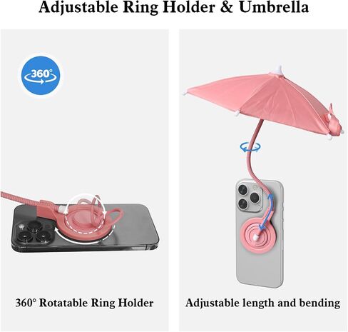TDTOK Magnetic Phone Umbrella For Sun with Universal Adjustable Phone Ring, Outdoor Anti-Reflective Magnetic Cell Phone Umbrella Sun Shade for iPhone 16 15 14 13 12 Pro Max in Saudi Arabia