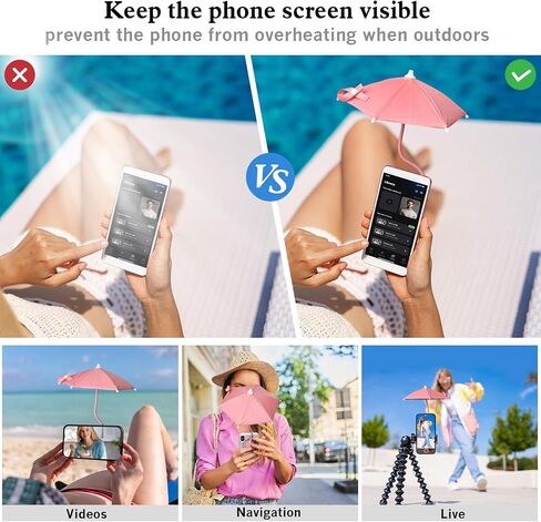 TDTOK Magnetic Phone Umbrella For Sun with Universal Adjustable Phone Ring, Outdoor Anti-Reflective Magnetic Cell Phone Umbrella Sun Shade for iPhone 16 15 14 13 12 Pro Max in Saudi Arabia