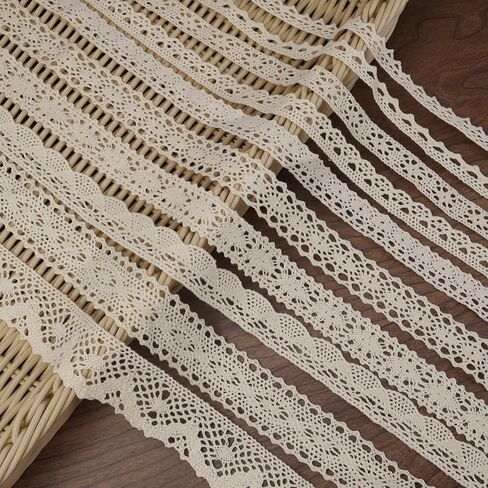 Idongcai Ribbon Lace Lace Lace Lace Trim Crochet Cotton Cotton Edge لزينة زفاف الزفاف ، حزمة عيد الميلاد DIY Sewing Craft ، 2 ياردة لكل منهما ، 10 أنماط (لون مختلط 20 ياردة) in Kuwait