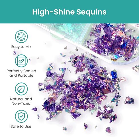 Resiners Crushed Glass for Resin Craft ، 24 لونًا من الزجاج القزحيات القزحيات اللامعة الزجاجية المكسورة للحرف اليدوية ، والرقائق الكريستالية راتنجات الحشو لفنون الأظافر DIY Case Jewelry Making Decoration in Kuwait