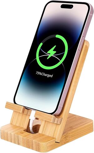 Simple Wooden Phone Stand, Foldable Travel Desktop Phone Stand (Bamboo) in Saudi Arabia