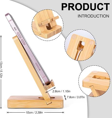 Simple Wooden Phone Stand, Foldable Travel Desktop Phone Stand (Bamboo) in Saudi Arabia