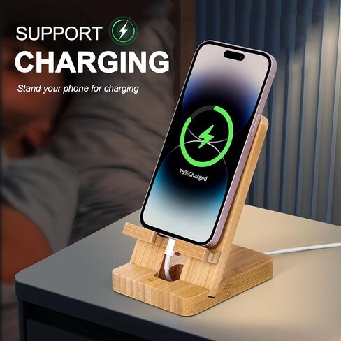 Simple Wooden Phone Stand, Foldable Travel Desktop Phone Stand (Bamboo) in Saudi Arabia