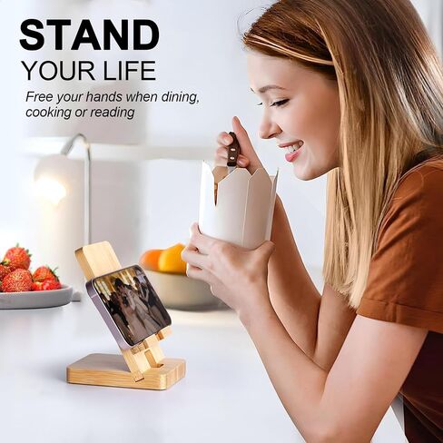 Simple Wooden Phone Stand, Foldable Travel Desktop Phone Stand (Bamboo) in Saudi Arabia