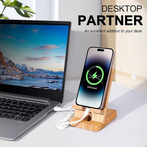 Simple Wooden Phone Stand, Foldable Travel Desktop Phone Stand (Bamboo) in Saudi Arabia