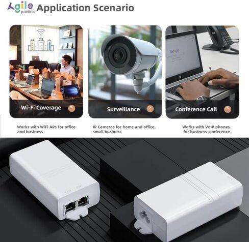 Gigabit PoE Injector 48V 15W, IEEE802.3af Power Over Ethernet PoE Adapter, Single Port PoE Power Injector for IP Camera Wireless/Wireless Access Point Long Range/IP Phones, AG-P100 in Saudi Arabia