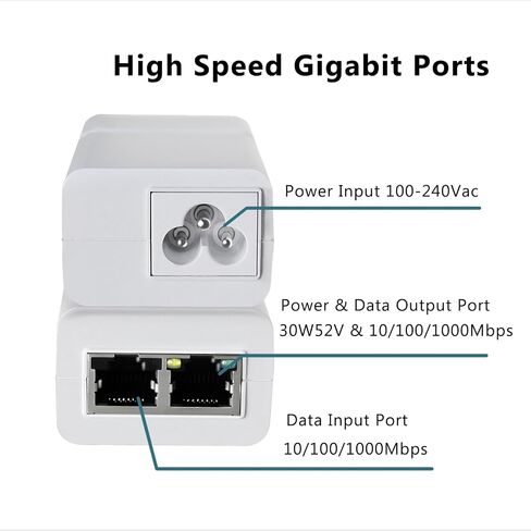 Gigabit PoE Injector 48V 15W, IEEE802.3af Power Over Ethernet PoE Adapter, Single Port PoE Power Injector for IP Camera Wireless/Wireless Access Point Long Range/IP Phones, AG-P100 in Saudi Arabia