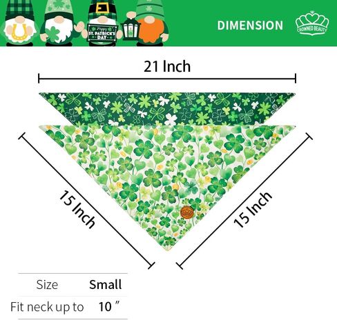 CROWNED BEAUTY St Patricks Day Dog Bandanas Reversible Large 2 Pack, Shake Your Shamrocks Set, Green Plaid Adjustable Triangle Holiday Scarves for Medium Large Extra Large Dogs Boy Girl Pets DB156-L in Saudi Arabia