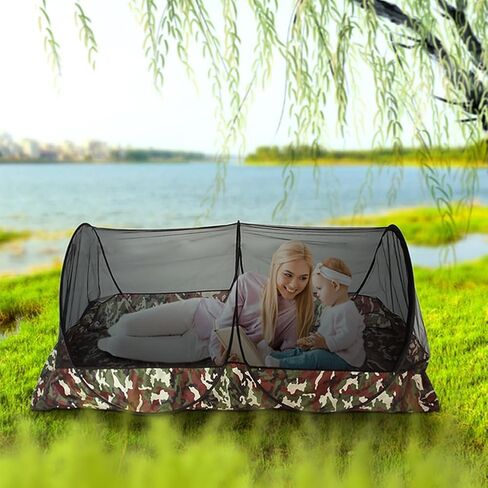 Mosquito Tent,Folding Netting Bed Tent,Portable Mosquito Netting with Bottom,Camping Tent Fine Mesh Mosquito Net for Adults Kids Travel Camping Backyards Canopy Outdoor (Sunshade, 2 Person) in Kuwait