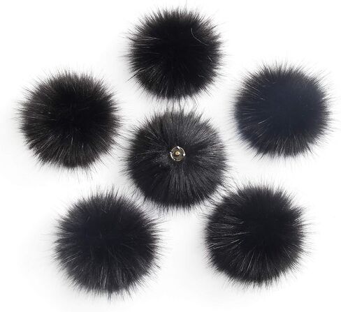 Pack of 6 Detachable Faux Fox Fur Pom Poms for Hats with Snap 4.3inch/11CM DIY Handmade Accessories (Brown) in Saudi Arabia