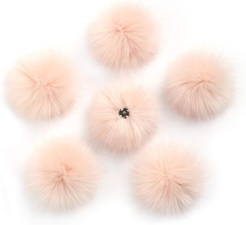 Pack of 6 Detachable Faux Fox Fur Pom Poms for Hats with Snap 4.3inch/11CM DIY Handmade Accessories (Brown) in Saudi Arabia