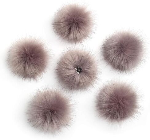 Pack of 6 Detachable Faux Fox Fur Pom Poms for Hats with Snap 4.3inch/11CM DIY Handmade Accessories (Brown) in Saudi Arabia