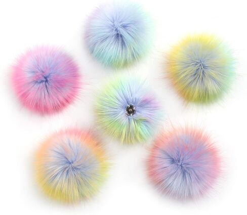 Pack of 6 Detachable Faux Fox Fur Pom Poms for Hats with Snap 4.3inch/11CM DIY Handmade Accessories (Brown) in Saudi Arabia