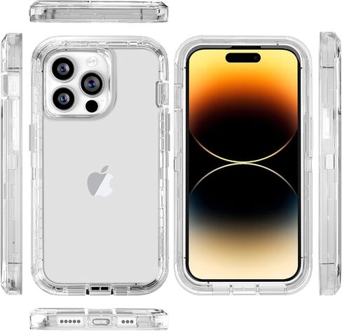 JGS for iPhone 14 Pro Case 6.1", Military Grade 3 in 1 Heavy Duty Shockproof/Drop Proof Case with 2 PCS Tempered Glass Screen Protector, Includes Holster Clip Kickstand (Black Green) in Saudi Arabia
