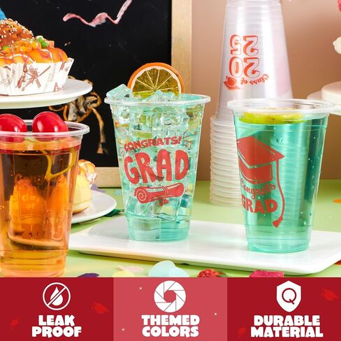 Joyin 48 PCS 16oz Party Party Coups (Blue) ، 24 تصميمًا يمكن التخلص منه للتصميم لفئة 2025 خريجي ، أدوات المائدة ، الجزء الأكبر لعام 2025 ، مدرسة التخرج من مدرسة الثانوية ، توريد الحفلة ، in Saudi Arabia