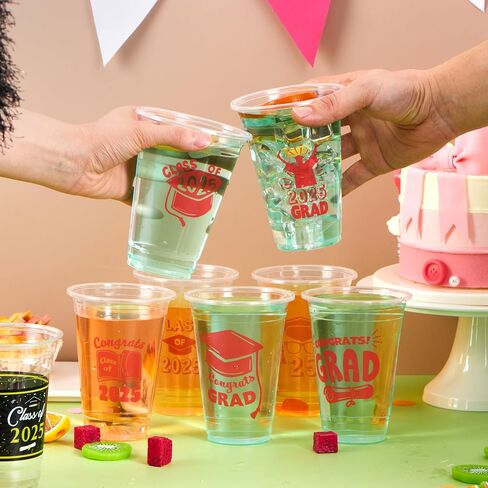 Joyin 48 PCS 16oz Party Party Coups (Blue) ، 24 تصميمًا يمكن التخلص منه للتصميم لفئة 2025 خريجي ، أدوات المائدة ، الجزء الأكبر لعام 2025 ، مدرسة التخرج من مدرسة الثانوية ، توريد الحفلة ، in Saudi Arabia