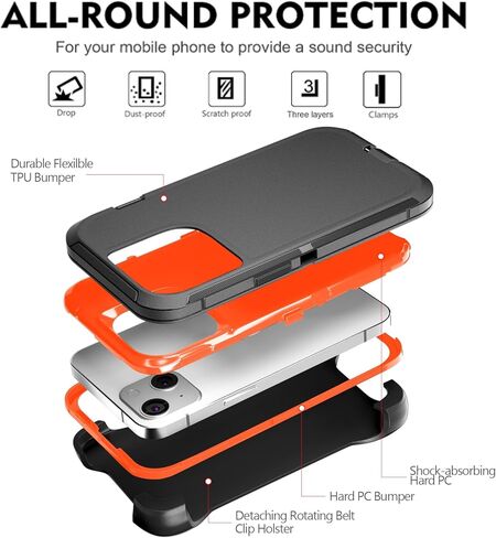JGS for iPhone 14 Pro Case 6.1 "، الصف 3 العسكري في 1 حالة إثبات صدمية/إسقاط شديدة التحمل مع حامي شاشة زجاجي مقسّرتين ، تشمل حافظة مقطع Kickstand (أخضر أسود) in Kuwait