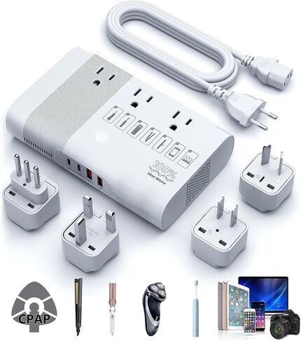 [Game-Changer] DOACE 500W Max 220V to 110V Converter, 50Hz to 60Hz Voltage Converter for European Travel, 100% Pure Sine Wave Voltage Converter US to Europe for CPAP Hair Straightener Laptop Phone in Kuwait