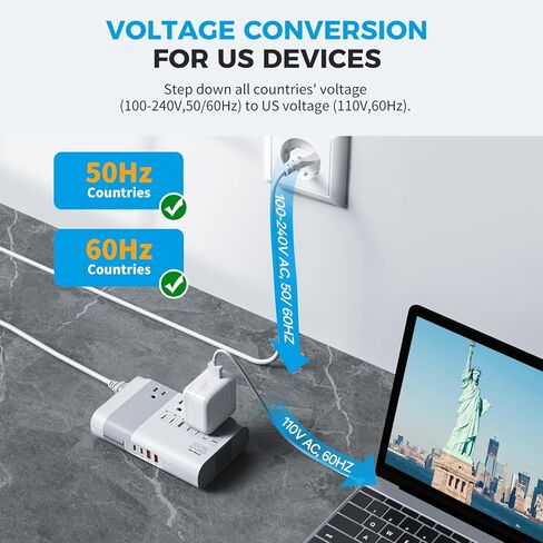 [Game-Changer] DOACE 500W Max 220V to 110V Converter, 50Hz to 60Hz Voltage Converter for European Travel, 100% Pure Sine Wave Voltage Converter US to Europe for CPAP Hair Straightener Laptop Phone in Kuwait