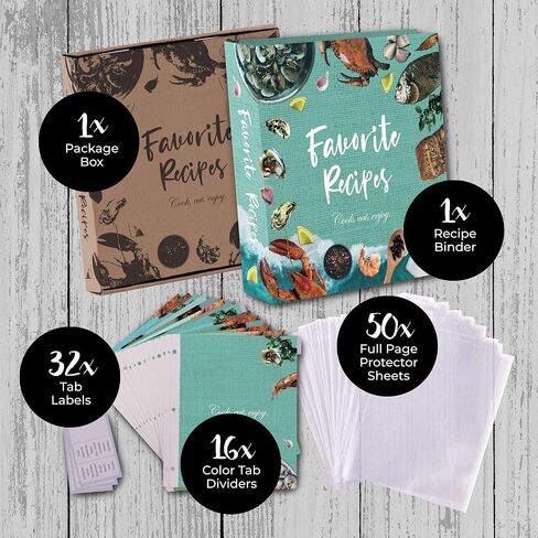 CraftSaints Recipe Binder 8.5x11, 3 Ring DIY Cookbook Binder Kit 12 Dividers & 25 Plastic Sleeves & 25 Recipe Pages & 36 Labels, Recipe Books Binder, Recipe Organizer Binder Kit, Recipe Book (Bakery) in Saudi Arabia