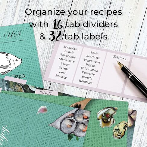 CraftSaints Recipe Binder 8.5x11, 3 Ring DIY Cookbook Binder Kit 12 Dividers & 25 Plastic Sleeves & 25 Recipe Pages & 36 Labels, Recipe Books Binder, Recipe Organizer Binder Kit, Recipe Book (Bakery) in Saudi Arabia