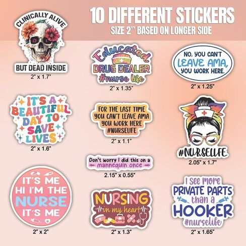(10pcs) Nurse Stickers Nursing Medical Funny Nurse Doctor Heathcare Nursing School Funny Gifts Multiple Different Design, Waterproof, UV- Resistant, Suitable for Tumbler, Laptop, Car, Truck in Saudi Arabia