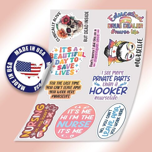 (10pcs) Nurse Stickers Nursing Medical Funny Nurse Doctor Heathcare Nursing School Funny Gifts Multiple Different Design, Waterproof, UV- Resistant, Suitable for Tumbler, Laptop, Car, Truck in Saudi Arabia