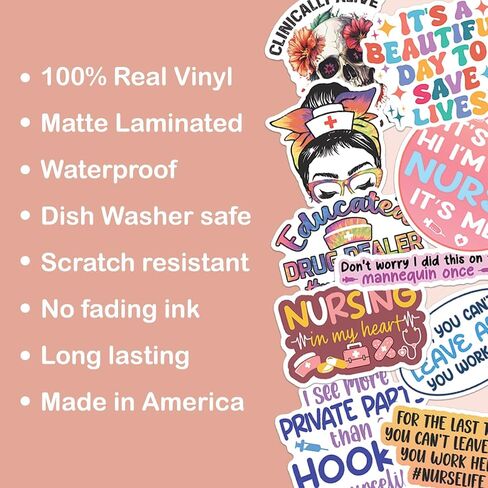 (10pcs) Nurse Stickers Nursing Medical Funny Nurse Doctor Heathcare Nursing School Funny Gifts Multiple Different Design, Waterproof, UV- Resistant, Suitable for Tumbler, Laptop, Car, Truck in Saudi Arabia