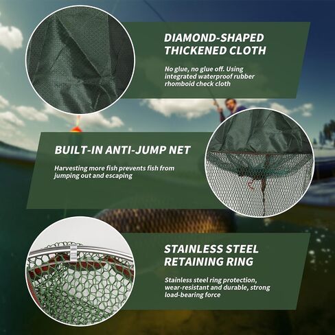 Portable Foldable Fish Basket, Fishing Net Cage for Live Fish for Saltwater Freshwater Pier Fishing Baskets in Saudi Arabia