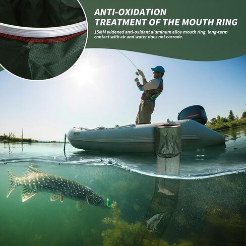 Portable Foldable Fish Basket, Fishing Net Cage for Live Fish for Saltwater Freshwater Pier Fishing Baskets in Saudi Arabia