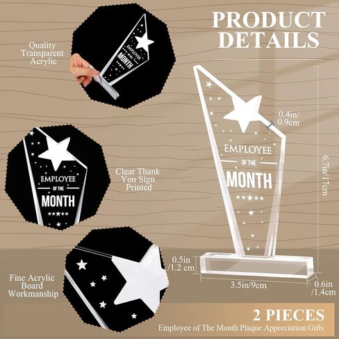 ROOWEST 6 PCS موظف من الشهر هدايا تقدير مدرس PLAQUE للممرضات زملاء العمل Acrylic Plaque Award Award in Saudi Arabia