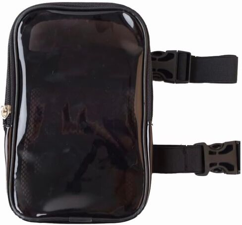 Thigh Bag| Leg Harness |Waist Pouch| Clear Colorful Carnival Bag for Hiking Travel| Fanny Pack with adjustable straps and buckles|4 in1 convertible design| Clear (Black) in Kuwait