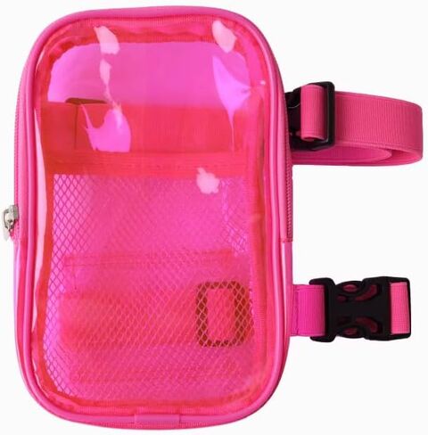 Thigh Bag| Leg Harness |Waist Pouch| Clear Colorful Carnival Bag for Hiking Travel| Fanny Pack with adjustable straps and buckles|4 in1 convertible design| Clear (Black) in Kuwait